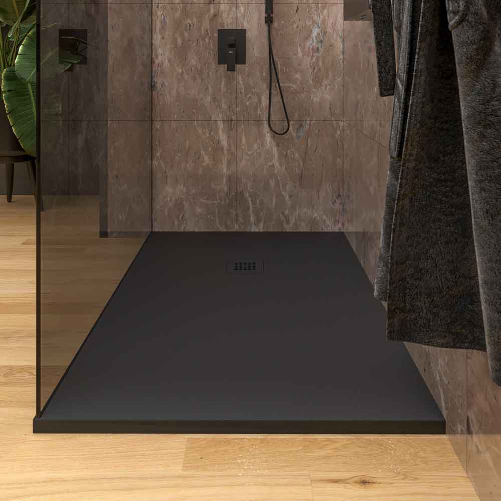 Fijo de ducha mampara ZEN perfil acero inoxidable NEGRO MATE - Vidrio 10 MM Parsol GRIS con tratamiento anti-cal incluido - Imagen 3