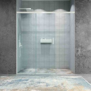 Mampara de ducha BASIC FREE 1 fijo - 1 puerta corredera sin cierre a pared Blanco mate