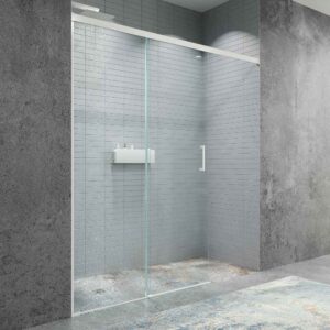 Mampara de ducha BASIC FREE 1 fijo - 1 puerta corredera sin cierre a pared Blanco mate
