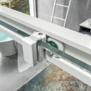 Mampara de ducha BASIC FREE 1 fijo - 1 puerta corredera sin cierre a pared Blanco mate