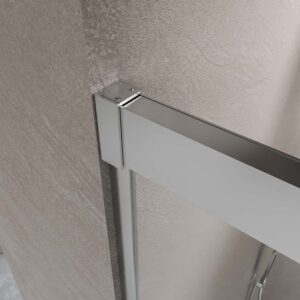 Mampara de ducha frontal BASIC 2 fijos -2 puertas correderas. Sin perfil inferior. Con tratamiento anti-cal . Acabado CROMO BRILLO