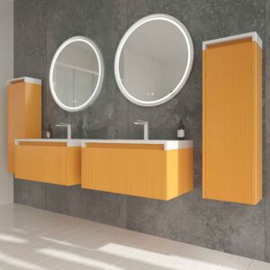 Mueble de baño BINARIO suspendido 1 cajón acabado AMARILLO AZAFRAN