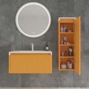 Mueble de baño BINARIO suspendido 1 cajón acabado AMARILLO AZAFRAN
