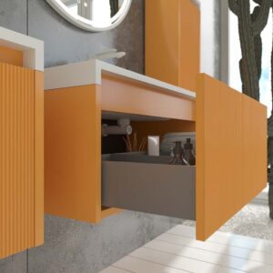 Mueble de baño BINARIO suspendido 1 cajón acabado AMARILLO AZAFRAN