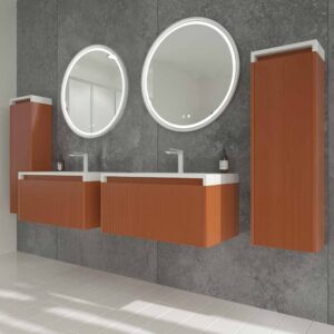 Mueble de baño BINARIO suspendido 1 cajón acabado PARDO ANARANJADO