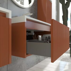 Mueble de baño BINARIO suspendido 1 cajón acabado PARDO ANARANJADO