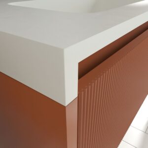 Mueble de baño BINARIO suspendido 1 cajón acabado PARDO ANARANJADO