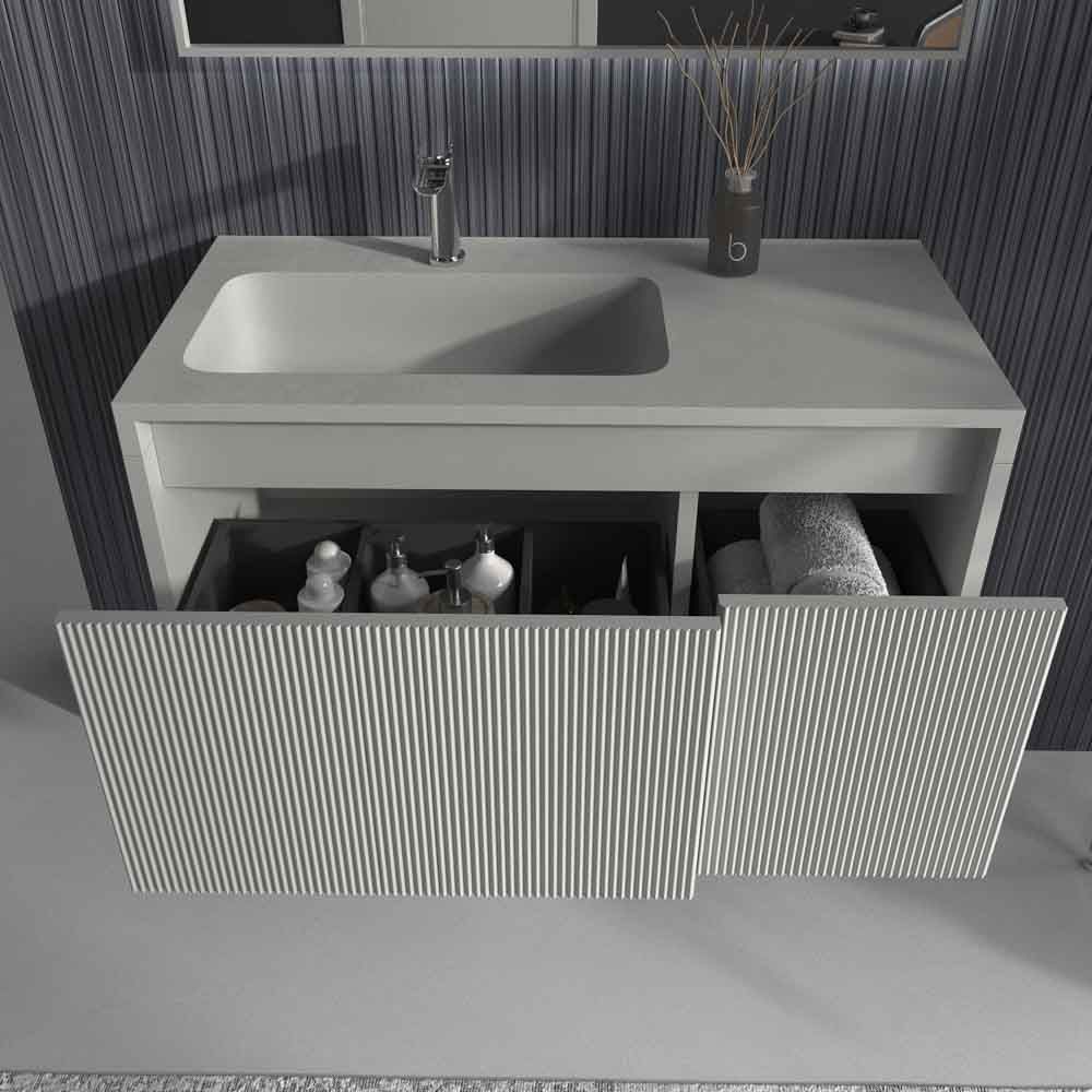 Mueble de baño BINARIO suspendido 2 cajones acabado PERLADO - Imagen 2
