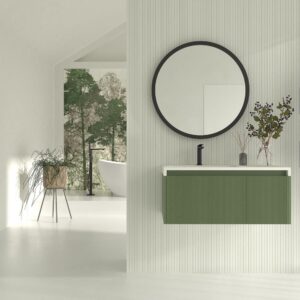 Mueble de baño BINARIO suspendido 2 cajones acabado VERDE RESEDA