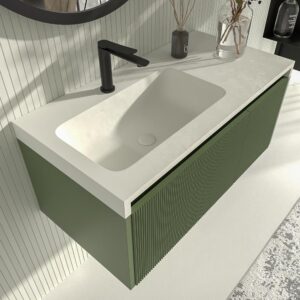 Mueble de baño BINARIO suspendido 2 cajones acabado VERDE RESEDA