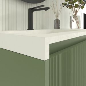 Mueble de baño BINARIO suspendido 2 cajones acabado VERDE RESEDA
