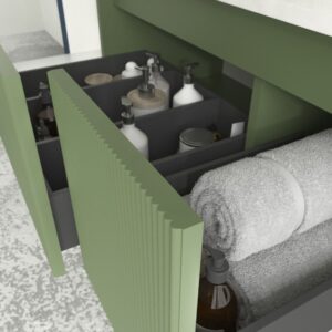 Mueble de baño BINARIO suspendido 2 cajones acabado VERDE RESEDA