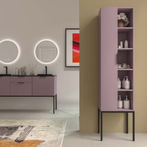 Mueble de baño ELLA con patas 2 cajones - 2 puertas con encimera SOLID SURFACE 2 senos