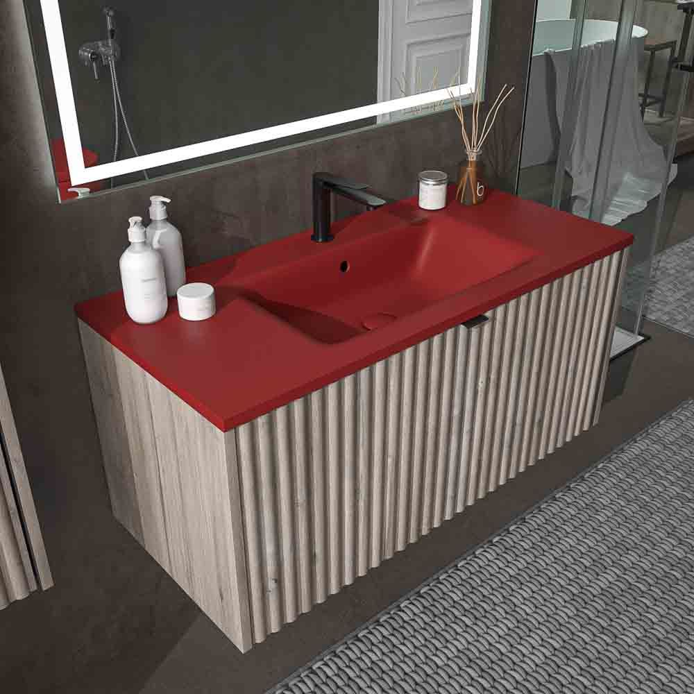 Mueble de baño MILO suspendido 1 cajón acabado ROBLE CENIZA - Imagen 8