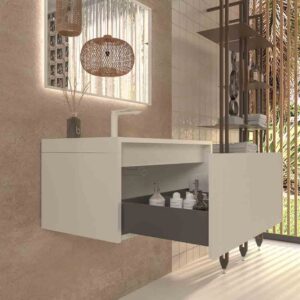 Mueble de baño BINARIO suspendido 1 cajón acabado BLANCO