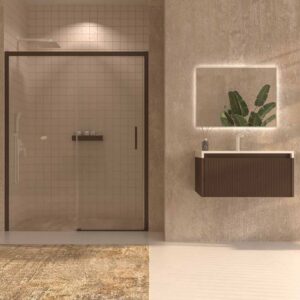 Mueble de baño BINARIO suspendido 1 cajón acabado MARRON
