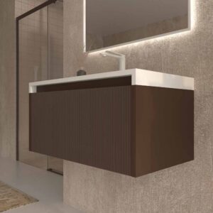 Mueble de baño BINARIO suspendido 1 cajón acabado MARRON