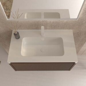 Mueble de baño BINARIO suspendido 1 cajón acabado MARRON