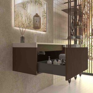Mueble de baño BINARIO suspendido 1 cajón acabado MARRON