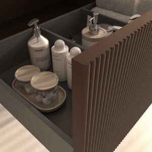 Mueble de baño BINARIO suspendido 1 cajón acabado MARRON