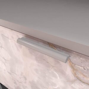 Mueble de baño GRATE con patas 2 cajones acabado mármol ONIX GRIS con tapa y lavabo SOLID SURFACE Fogo