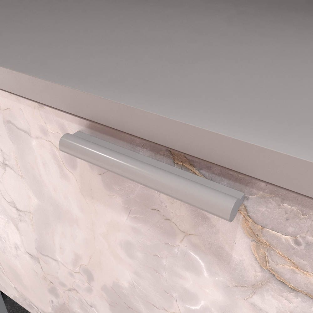 Mueble de baño GRATE con patas 2 cajones acabado mármol ONIX GRIS con tapa y lavabo SOLID SURFACE Fogo - Imagen 4