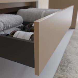 Mueble de baño INDEX estructura con patas 1 cajón lavabo suspendido MOKA-BLANCO