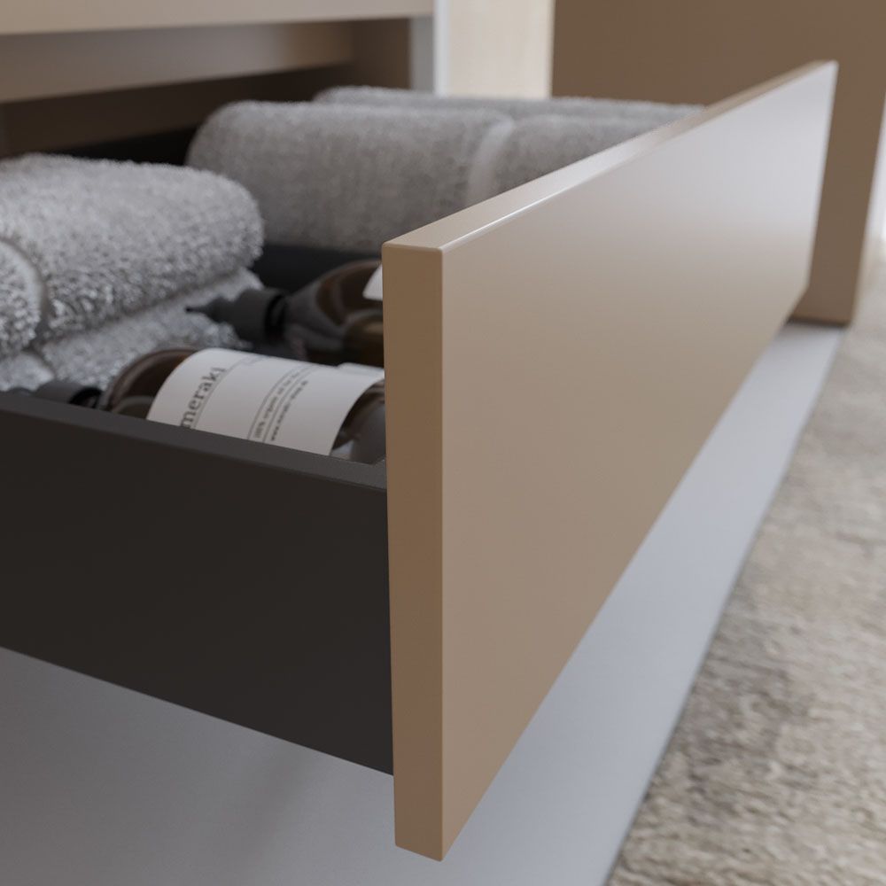 Mueble de baño INDEX estructura con patas 1 cajón lavabo suspendido MOKA-BLANCO - Imagen 5