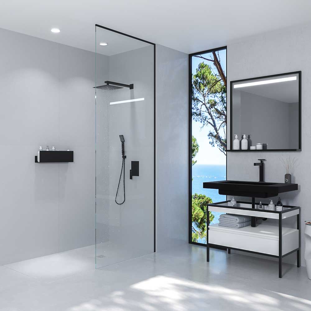 Mueble de baño INDEX estructura con patas 1 cajón lavabo suspendido BLANCO-NEGRO - Imagen 2