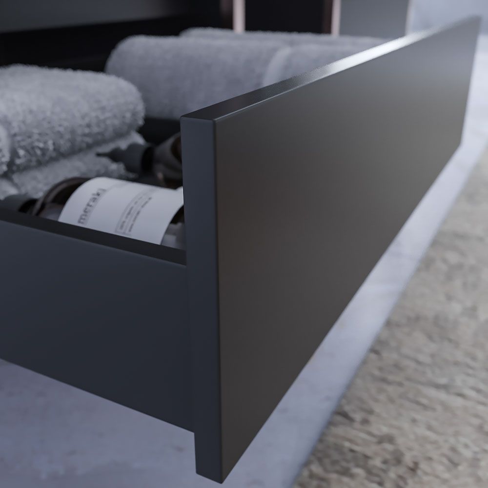 Mueble de baño INDEX estructura con patas 1 cajón lavabo suspendido NEGRO-ORO ROSA - Imagen 3