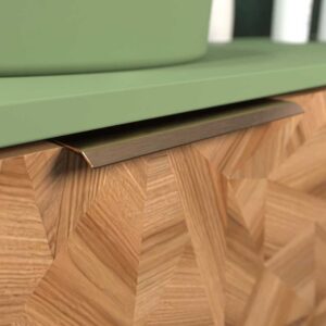 Mueble de baño OPERA con patas 2 puertas con encimera SOLID SURFACE 1 seno RAIZ OLMO