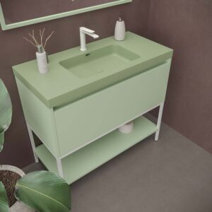 Mueble de baño ELEN con patas 1 cajón - 1 balda inferior VERDE BLANQUECINO
