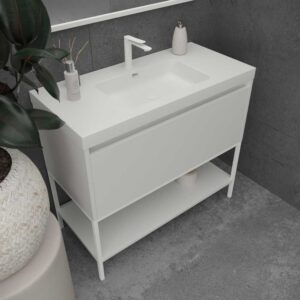 Mueble de baño ELEN con patas 1 cajón - 1 balda inferior BLANCO