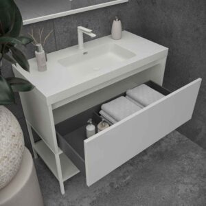Mueble de baño ELEN con patas 1 cajón - 1 balda inferior BLANCO