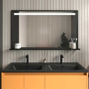 Mueble de baño con patas 2 cajones - 2 puertas SMILE con lavabo Solid Surface 2 senos AMARILLO AZAFRAN