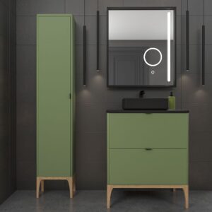 Mueble de baño VICENT con patas 2 cajones encimera Solid Surface con lavabo SATET