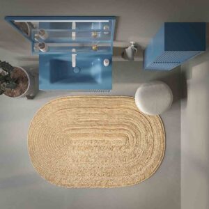Mueble de baño suspendido 2 cajones MILIA con lavabo Solid Surface AZUL LEJANIA