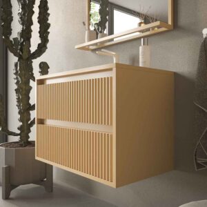 Mueble de baño suspendido 2 cajones MILIA con lavabo Solid Surface MARFIL