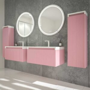 Mueble de baño BINARIO suspendido 1 cajón acabado ROSA PALO