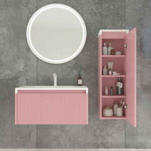 Mueble de baño BINARIO suspendido 1 cajón acabado ROSA PALO