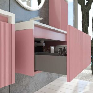 Mueble de baño BINARIO suspendido 1 cajón acabado ROSA PALO