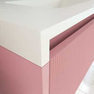 Mueble de baño BINARIO suspendido 1 cajón acabado ROSA PALO