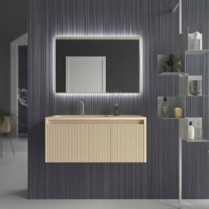 Mueble de baño BINARIO suspendido 2 cajones acabado CREMA