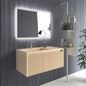 Mueble de baño BINARIO suspendido 2 cajones acabado CREMA
