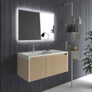 Mueble de baño BINARIO suspendido 2 cajones acabado CREMA