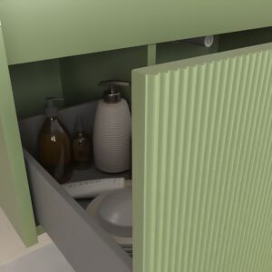 Mueble de baño BINARIO suspendido 2 cajones acabado VERDE RESEDA / CREMA