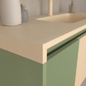 Mueble de baño BINARIO suspendido 2 cajones acabado VERDE RESEDA / CREMA