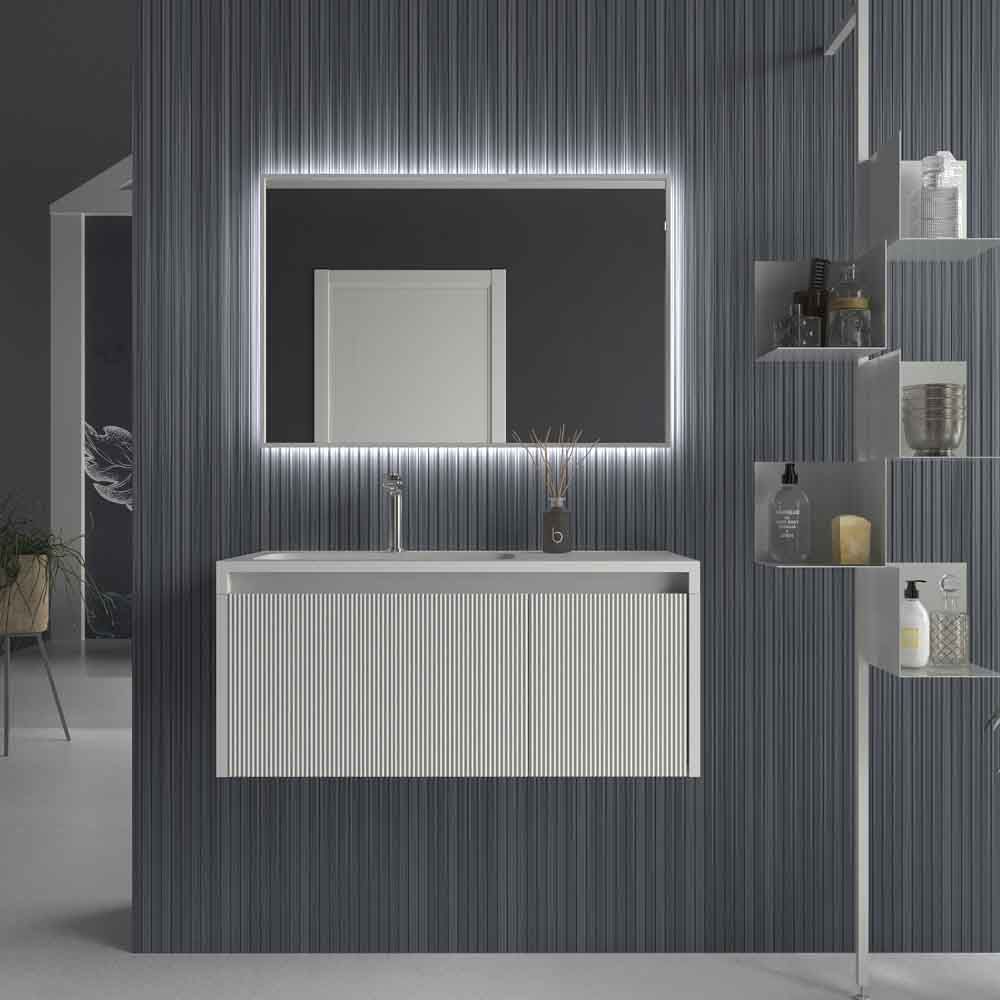 Mueble de baño BINARIO suspendido 2 cajones acabado PERLADO