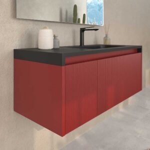Mueble de baño BINARIO suspendido 2 cajones acabado ROJO PARDO