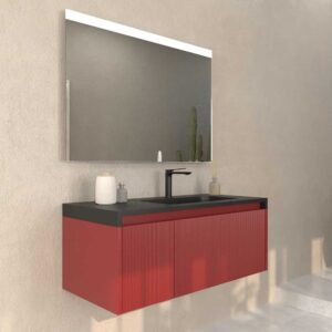 Mueble de baño BINARIO suspendido 2 cajones acabado ROJO PARDO